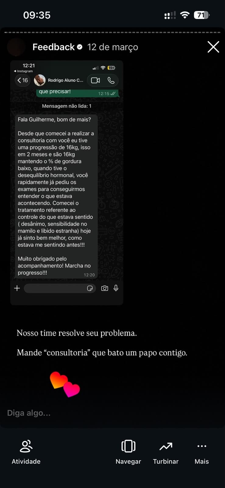 Depoimento de aluno