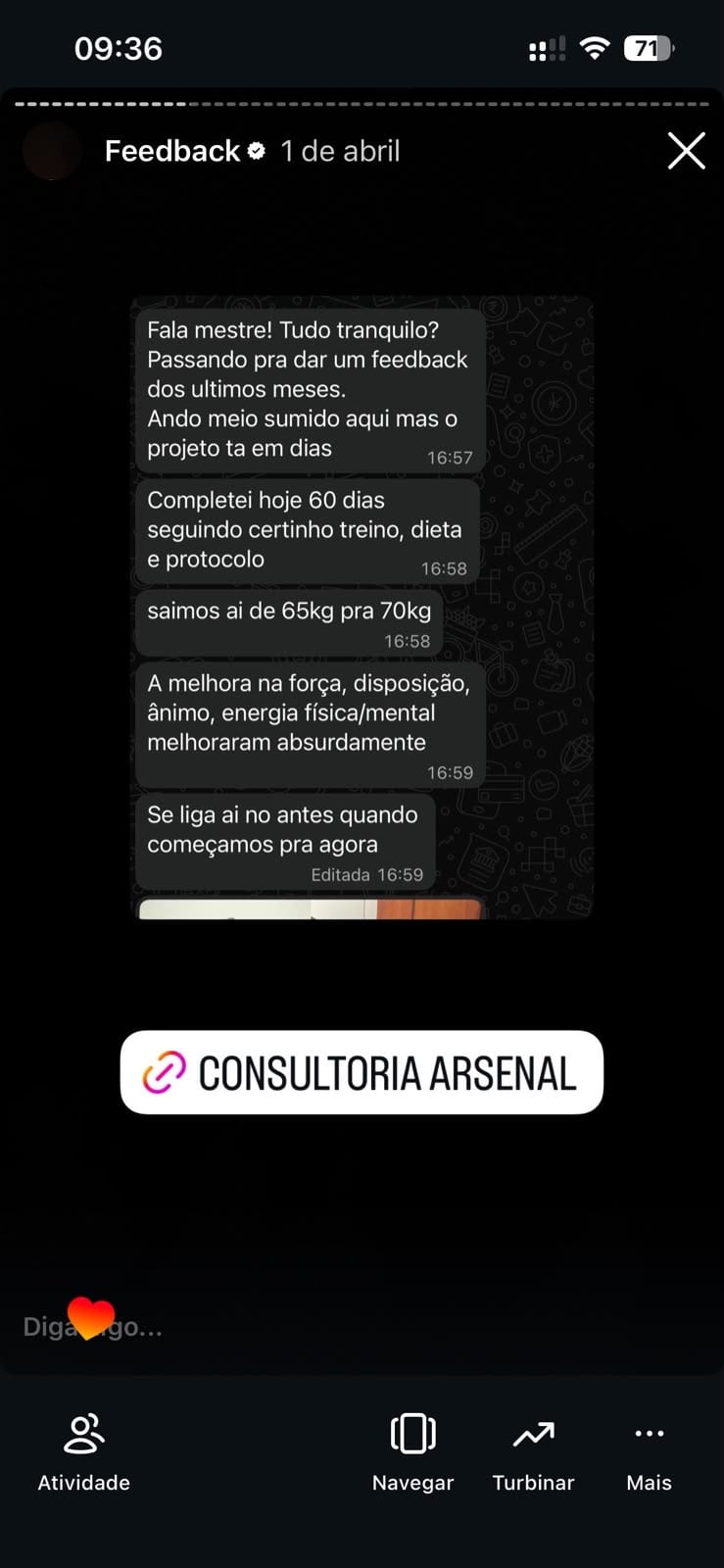 Depoimento de aluno
