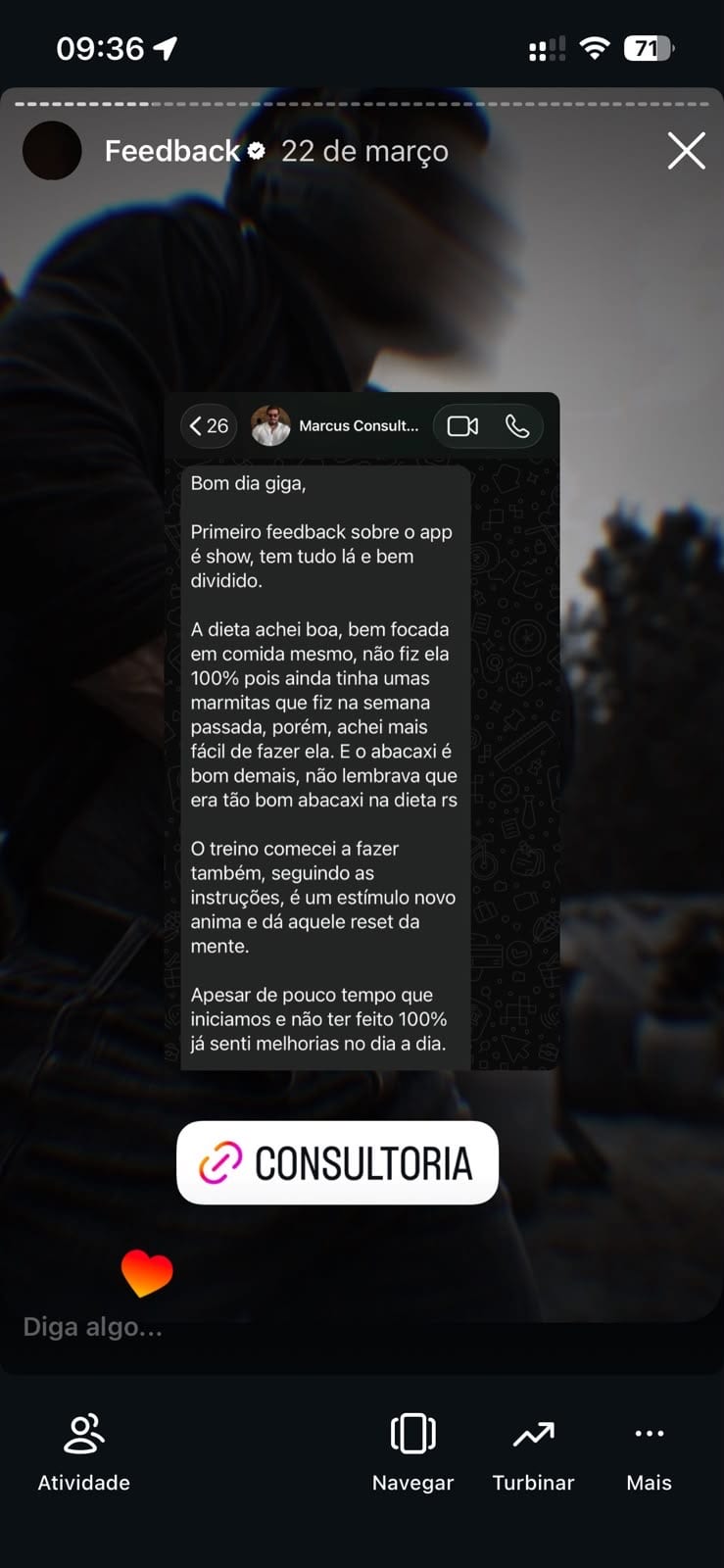 Depoimento de aluno
