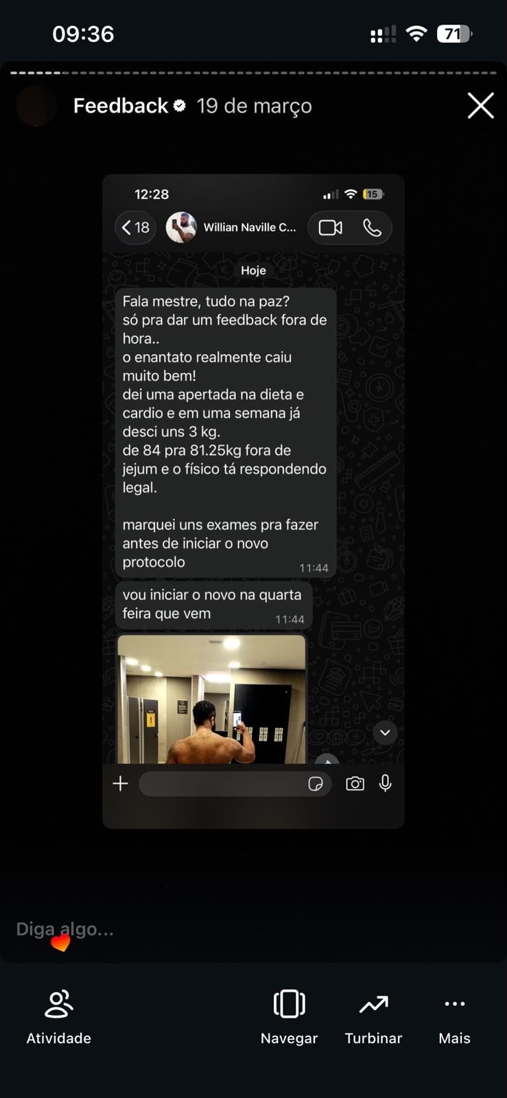 Depoimento de aluno