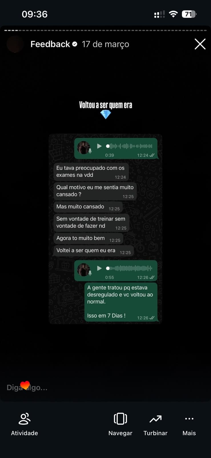 Depoimento de aluno