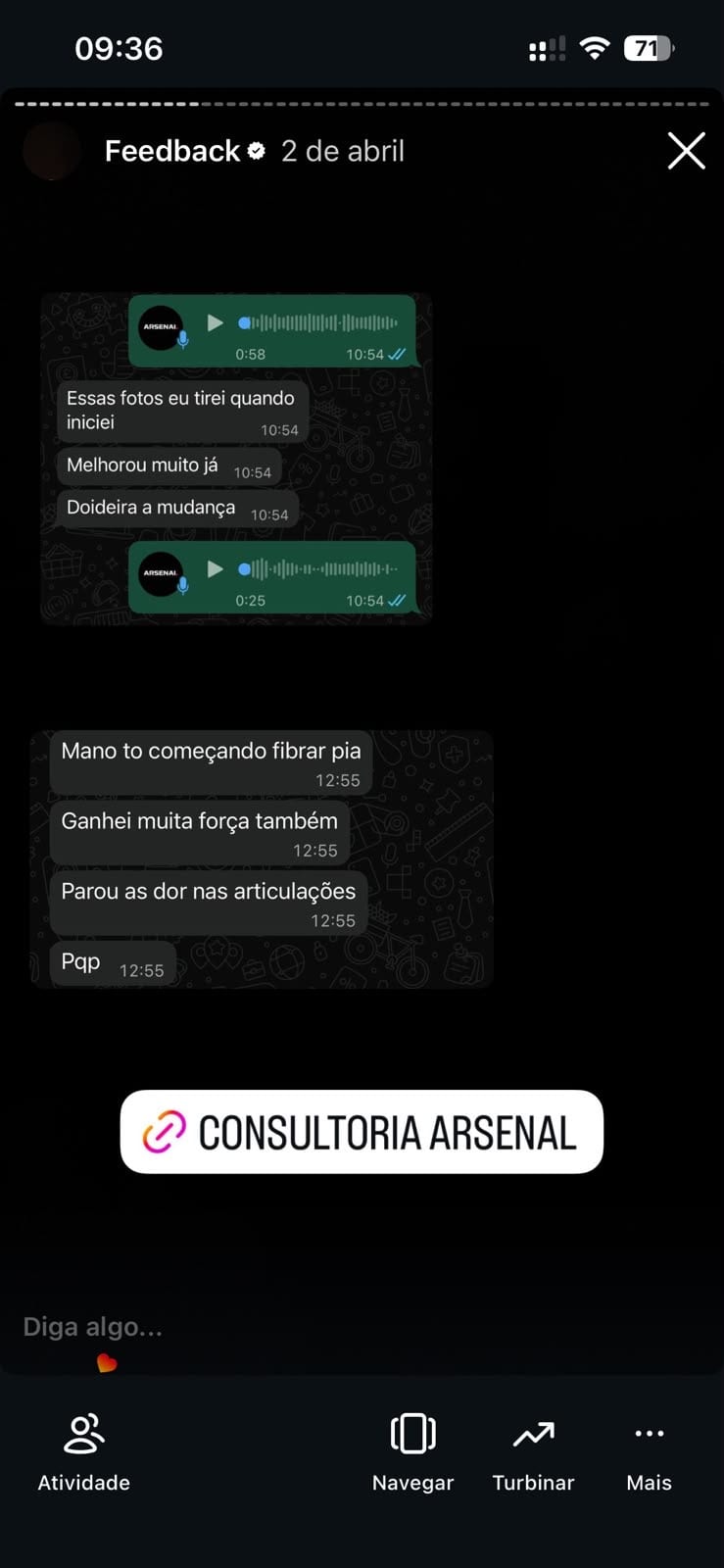 Depoimento de aluno