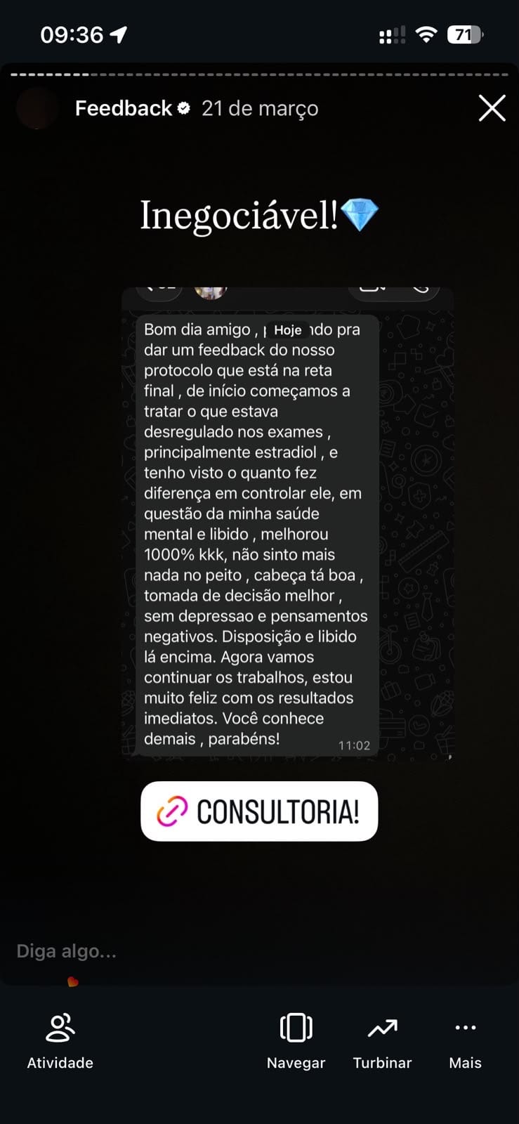 Depoimento de aluno