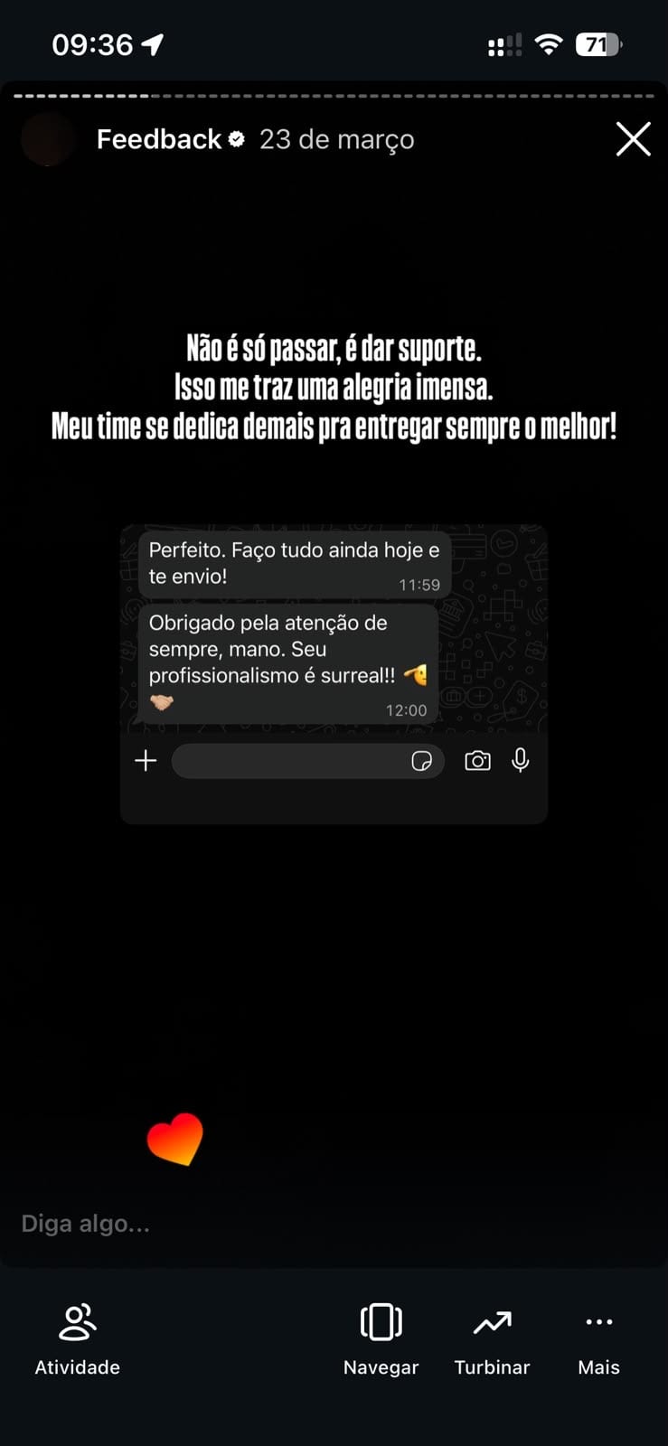 Depoimento de aluno