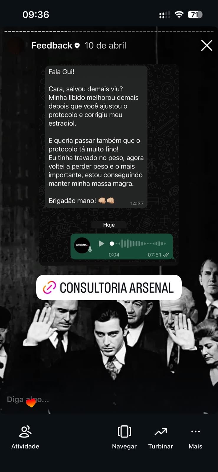 Depoimento de aluno