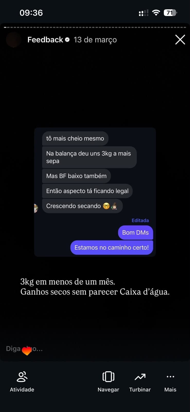 Depoimento de aluno